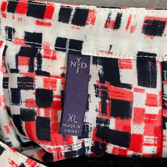 Nydj Womens XL Geometric Blouse 3/4 Sleeve Button Front Pullover Tunic Top Shirt - Picture 3 of 8